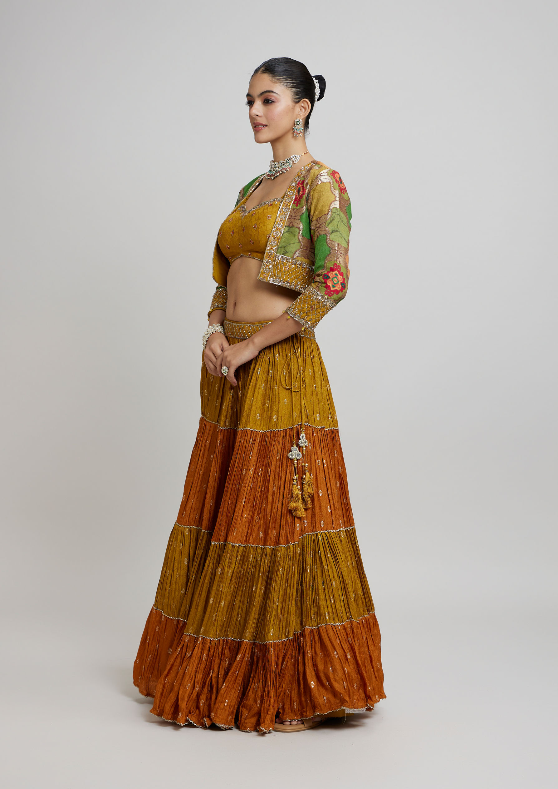 Twamev Women Emerald elegance Lehenga
