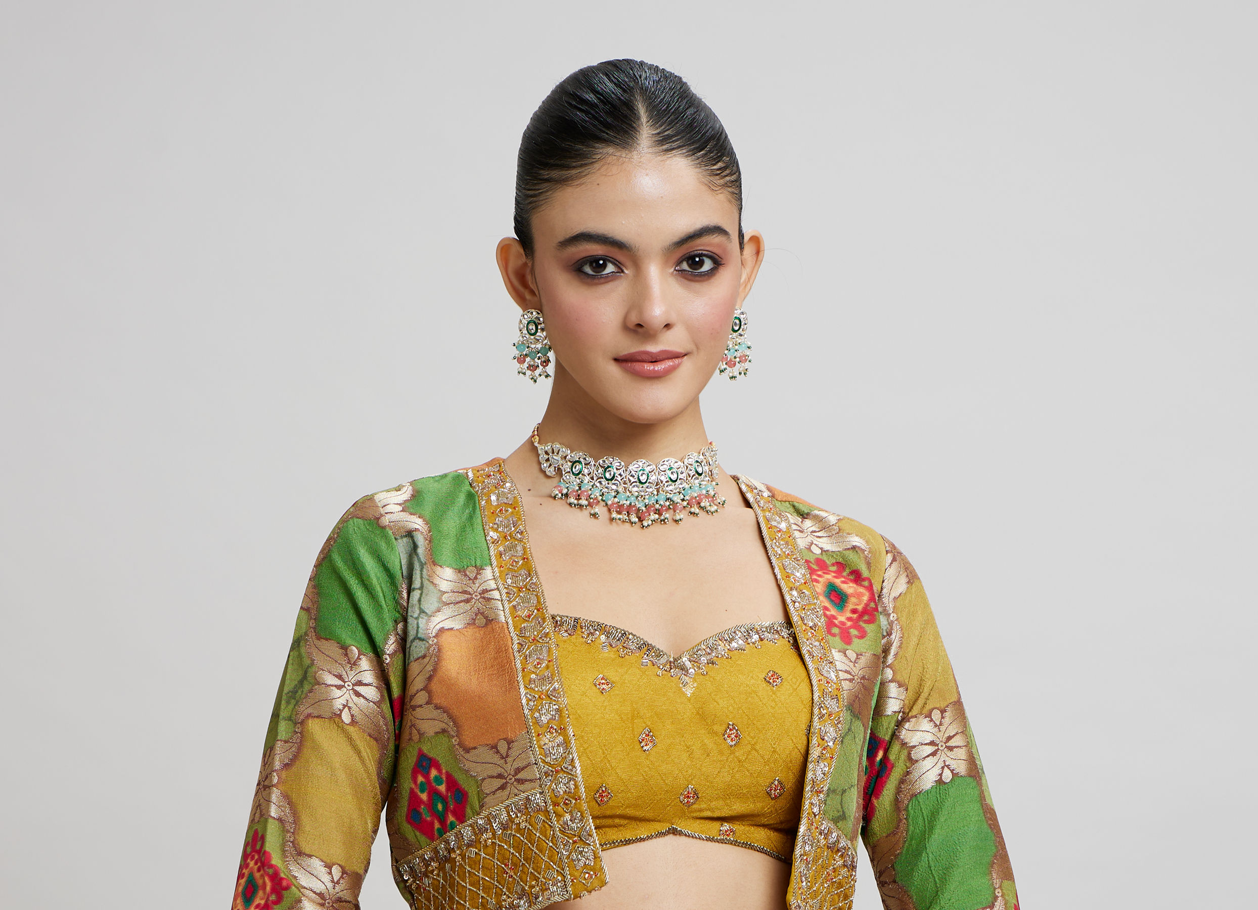 Twamev Women Emerald elegance Lehenga