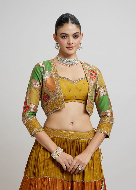 Twamev Women Emerald elegance Lehenga