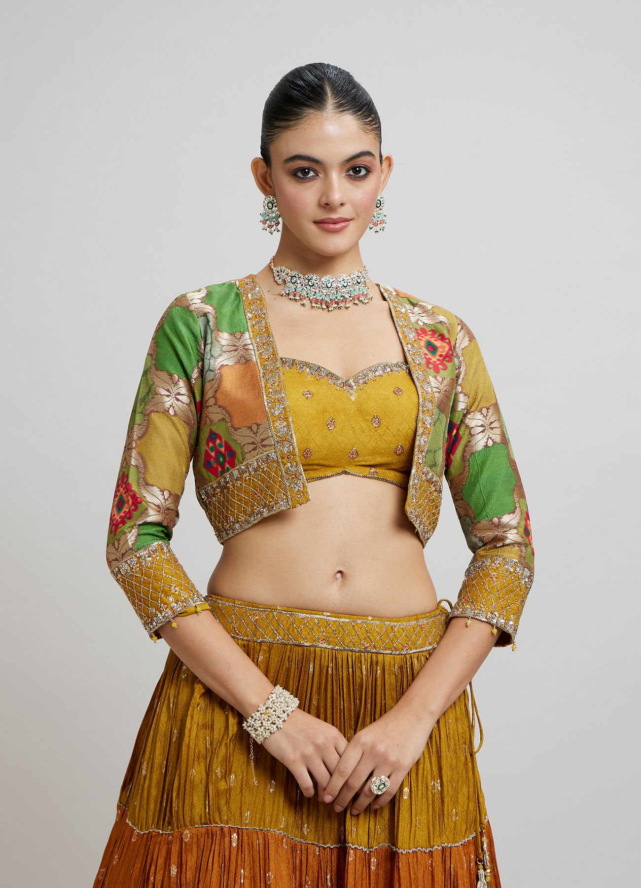 Twamev Women Emerald elegance Lehenga