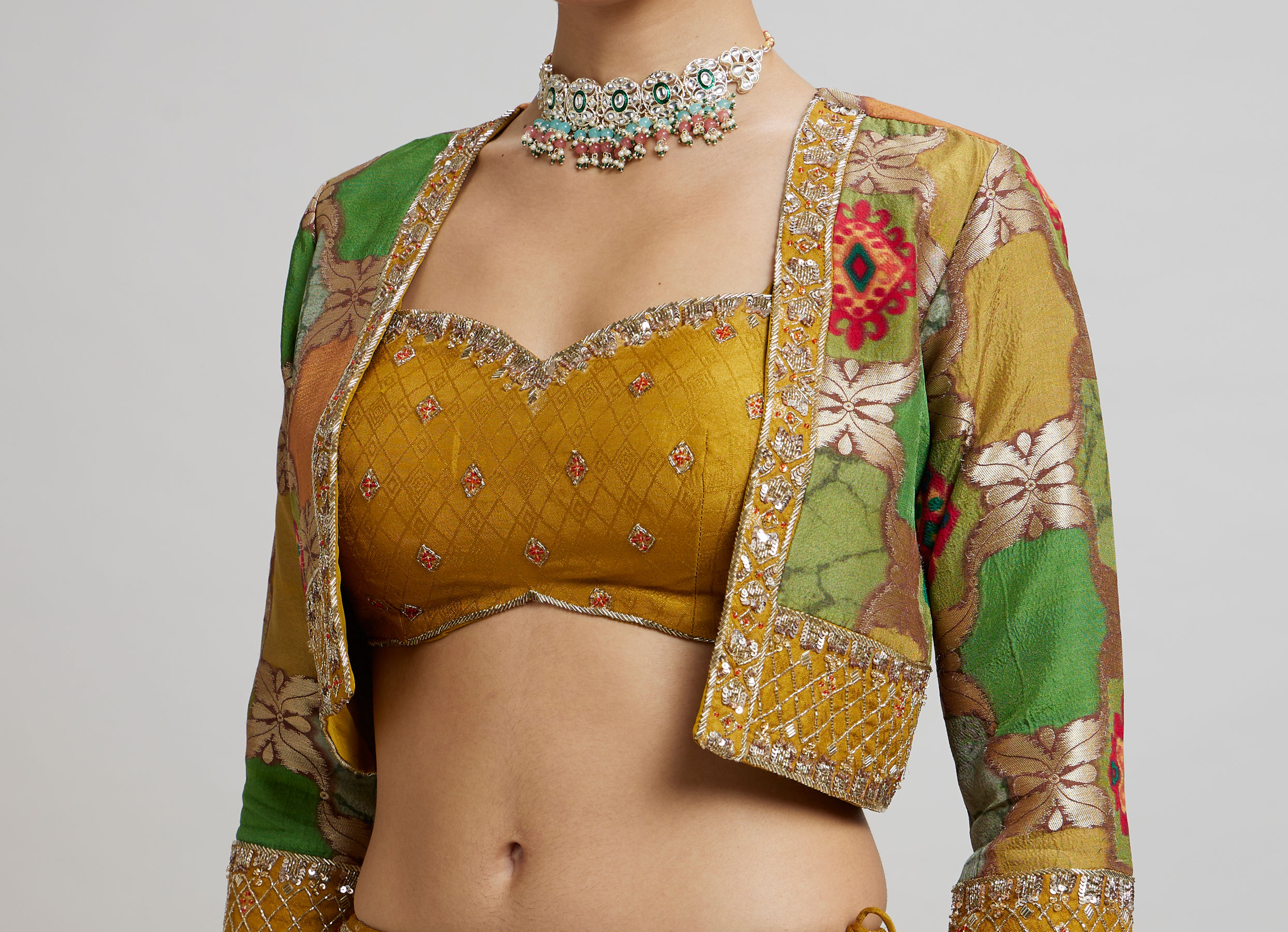 Twamev Women Emerald elegance Lehenga