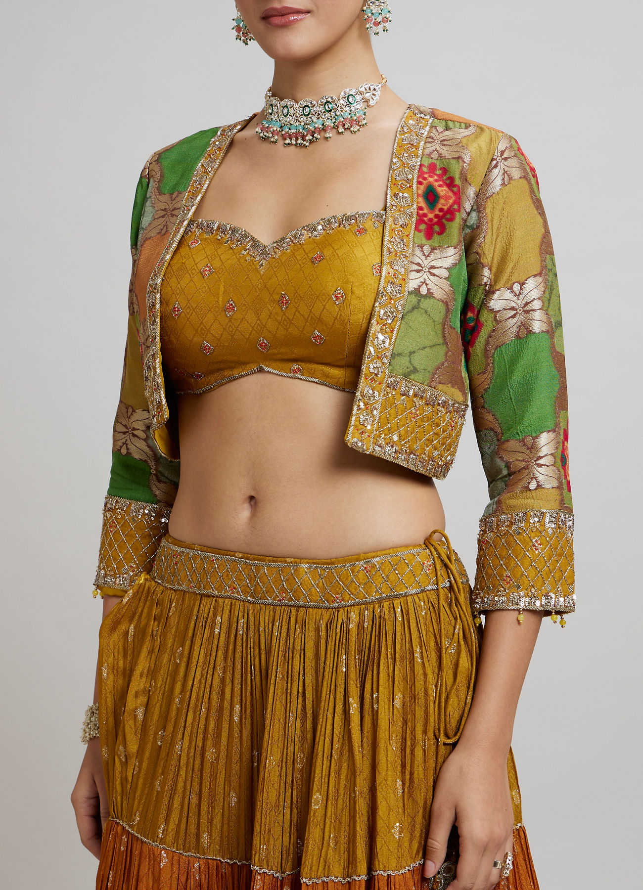 Twamev Women Emerald elegance Lehenga