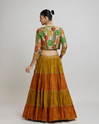 Twamev Women Emerald elegance Lehenga