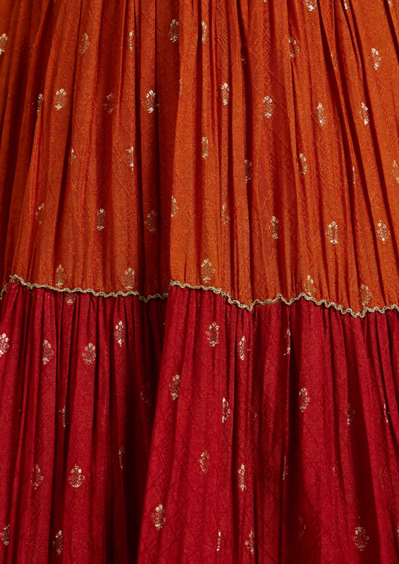 Twamev Women Twirl Worthy Orange Lehenga Set