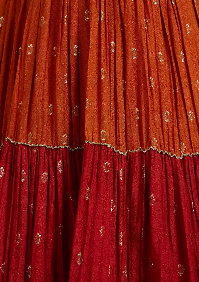 Twamev Women Twirl Worthy Orange Lehenga Set