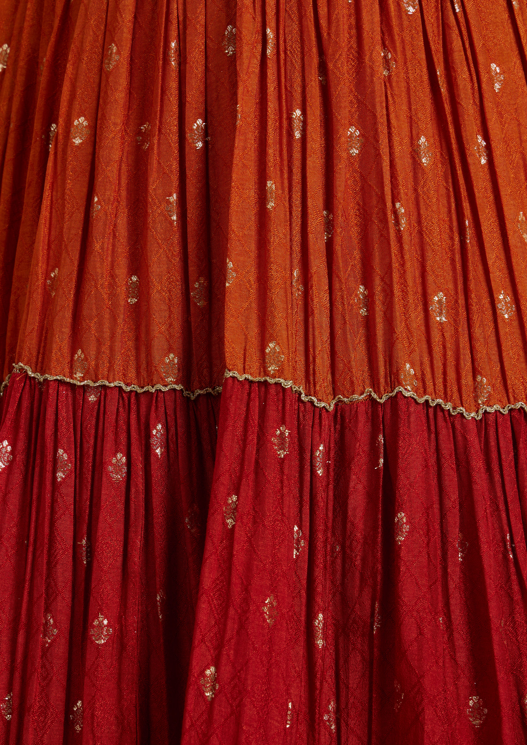 Twamev Women Twirl Worthy Orange Lehenga Set