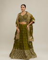 Majestic Mehandi Green Lehenga Set