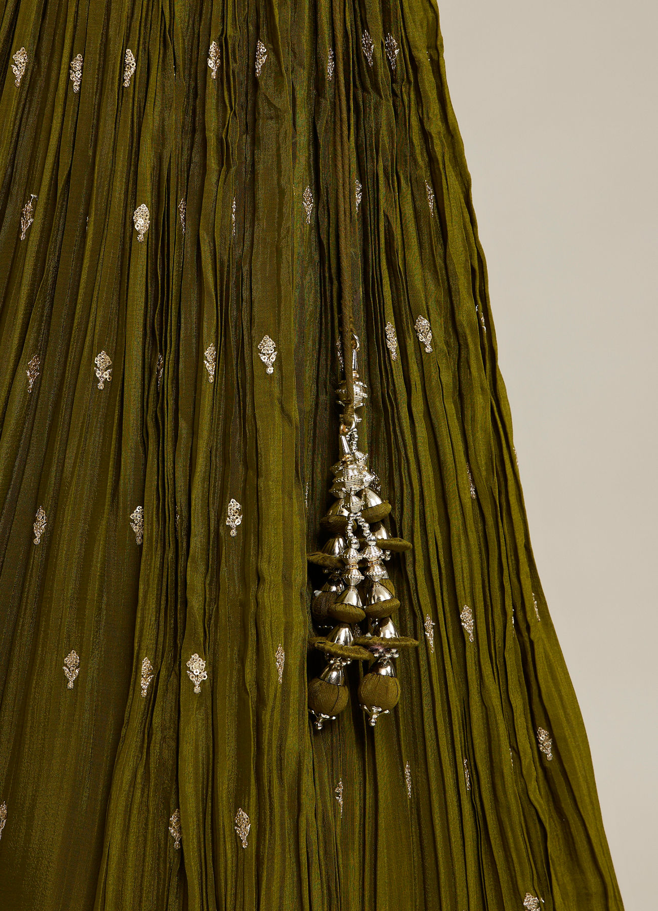 Twamev Women Majestic Mehandi Green Lehenga Set