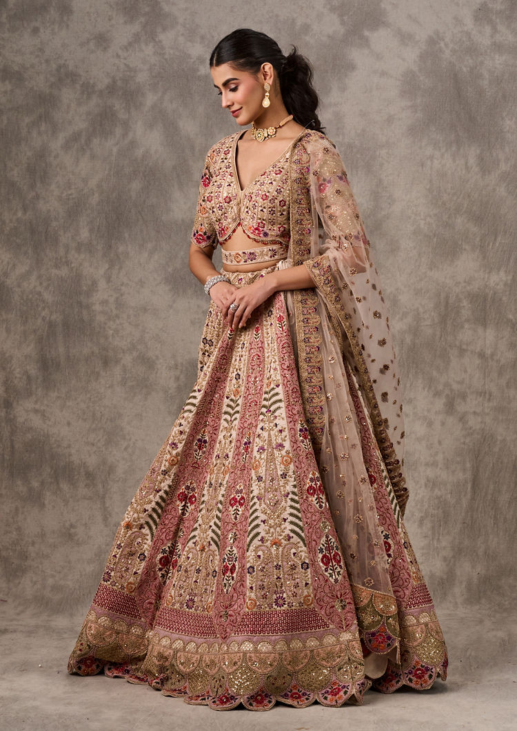 Twamev Women Elegant Cream Art Silk Lehenga