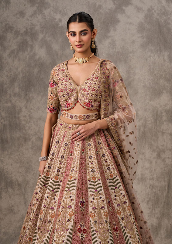 Twamev Women Elegant Cream Art Silk Lehenga