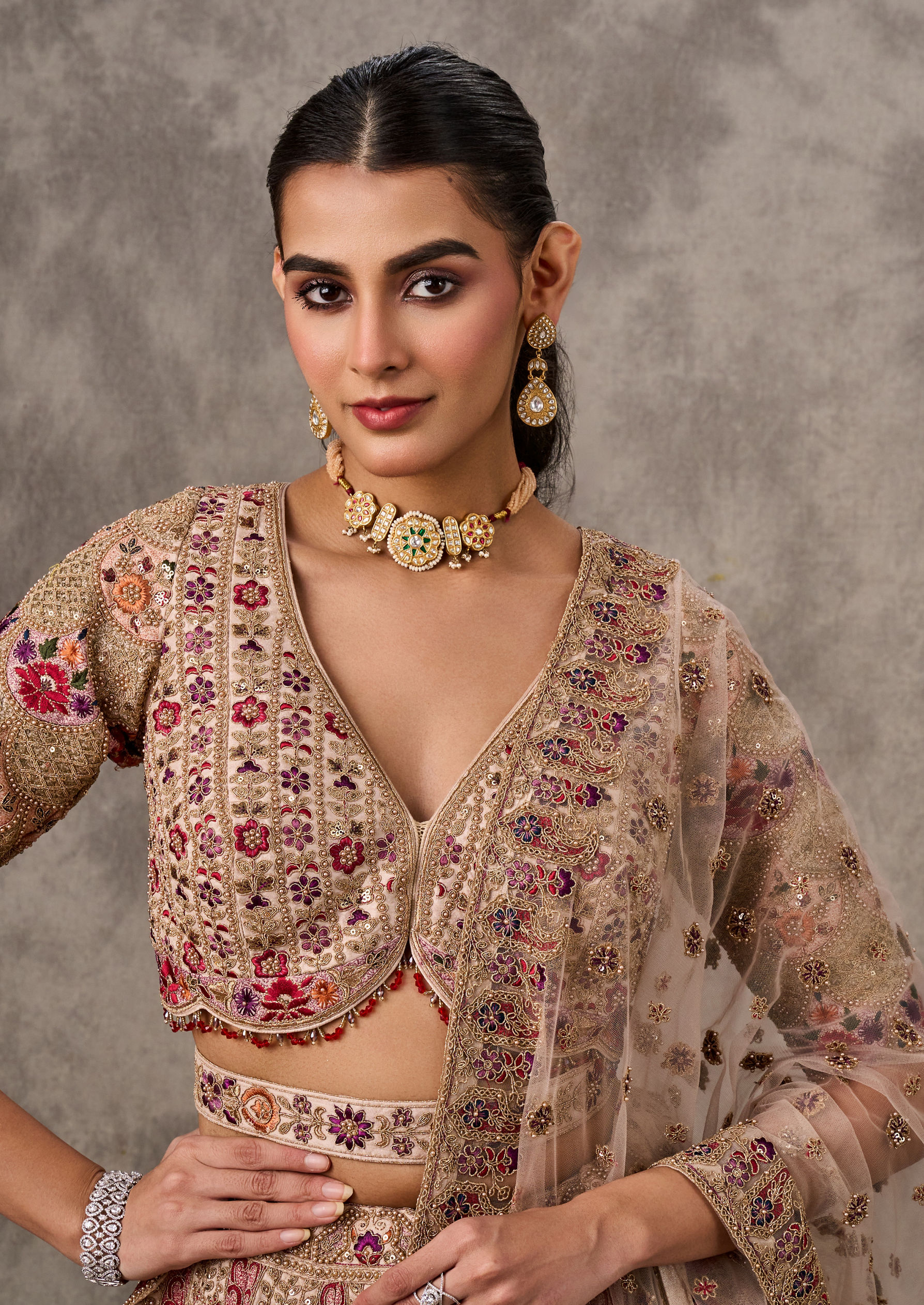 Twamev Women Elegant Cream Art Silk Lehenga