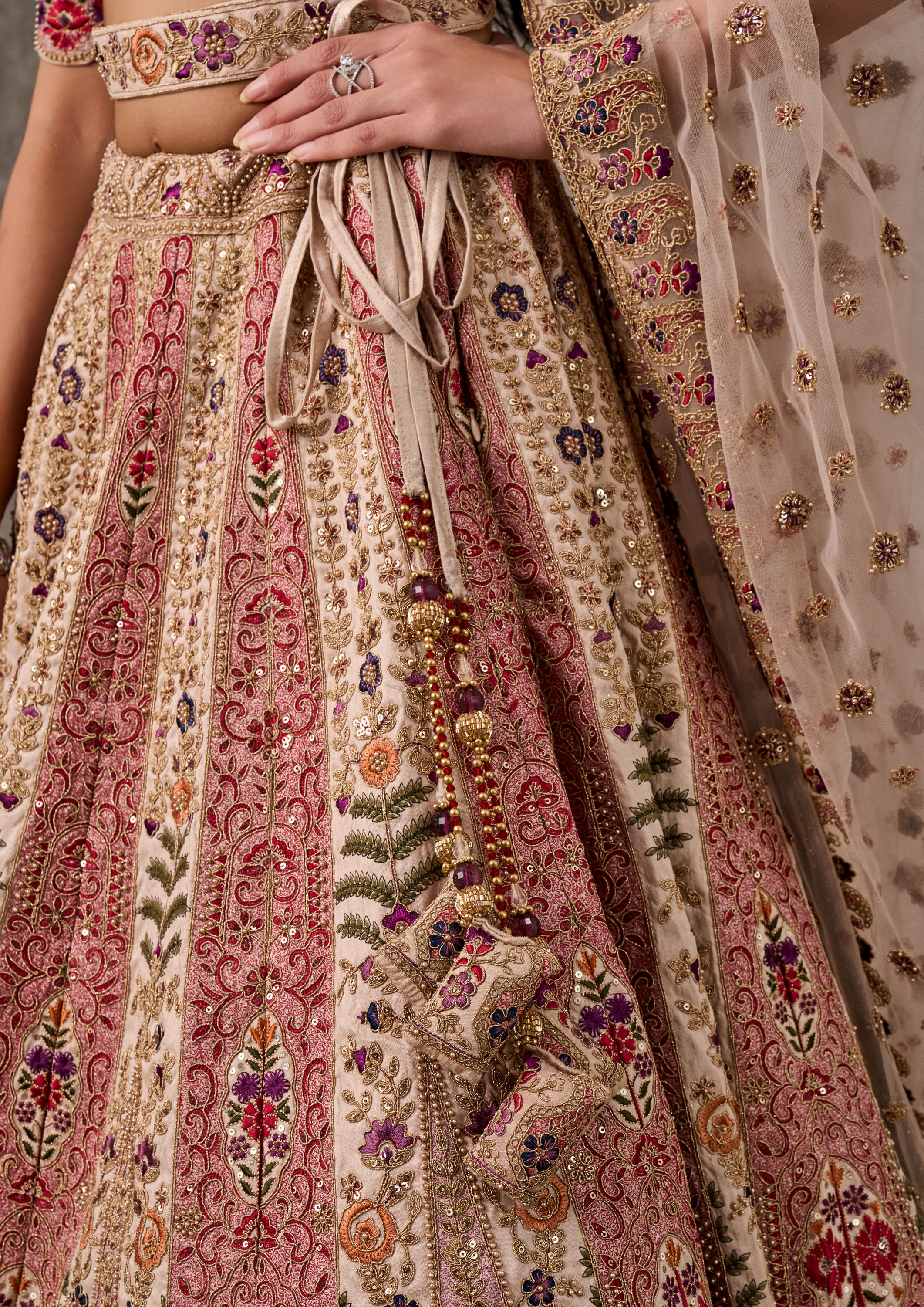 Twamev Women Elegant Cream Art Silk Lehenga