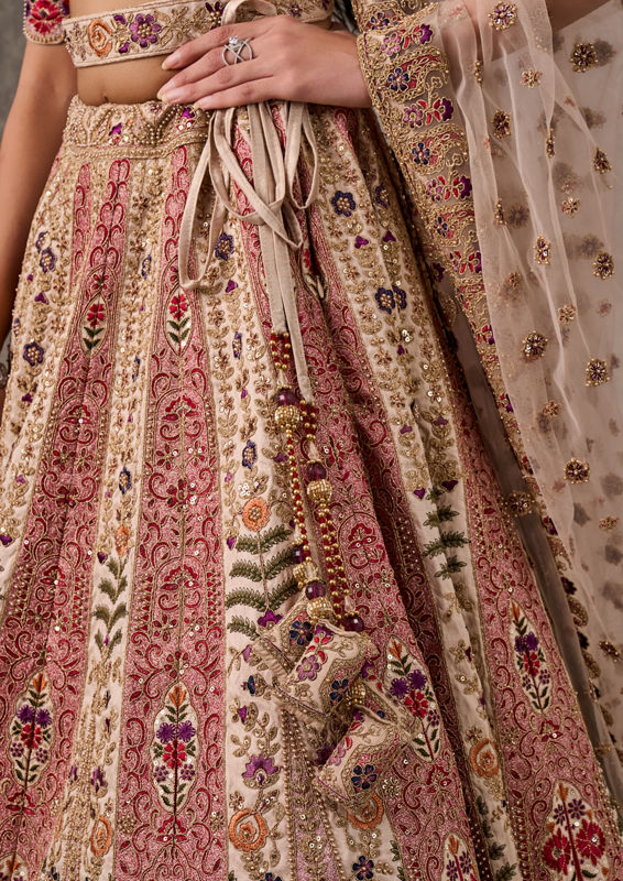 Twamev Women Elegant Cream Art Silk Lehenga