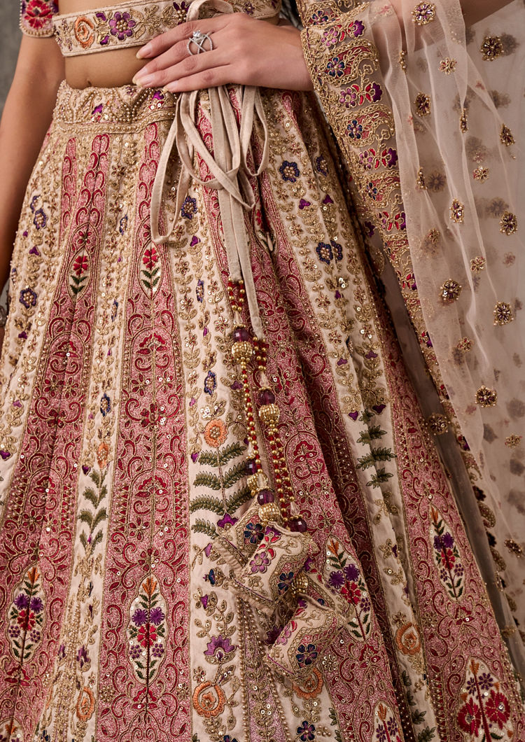 Twamev Women Elegant Cream Art Silk Lehenga