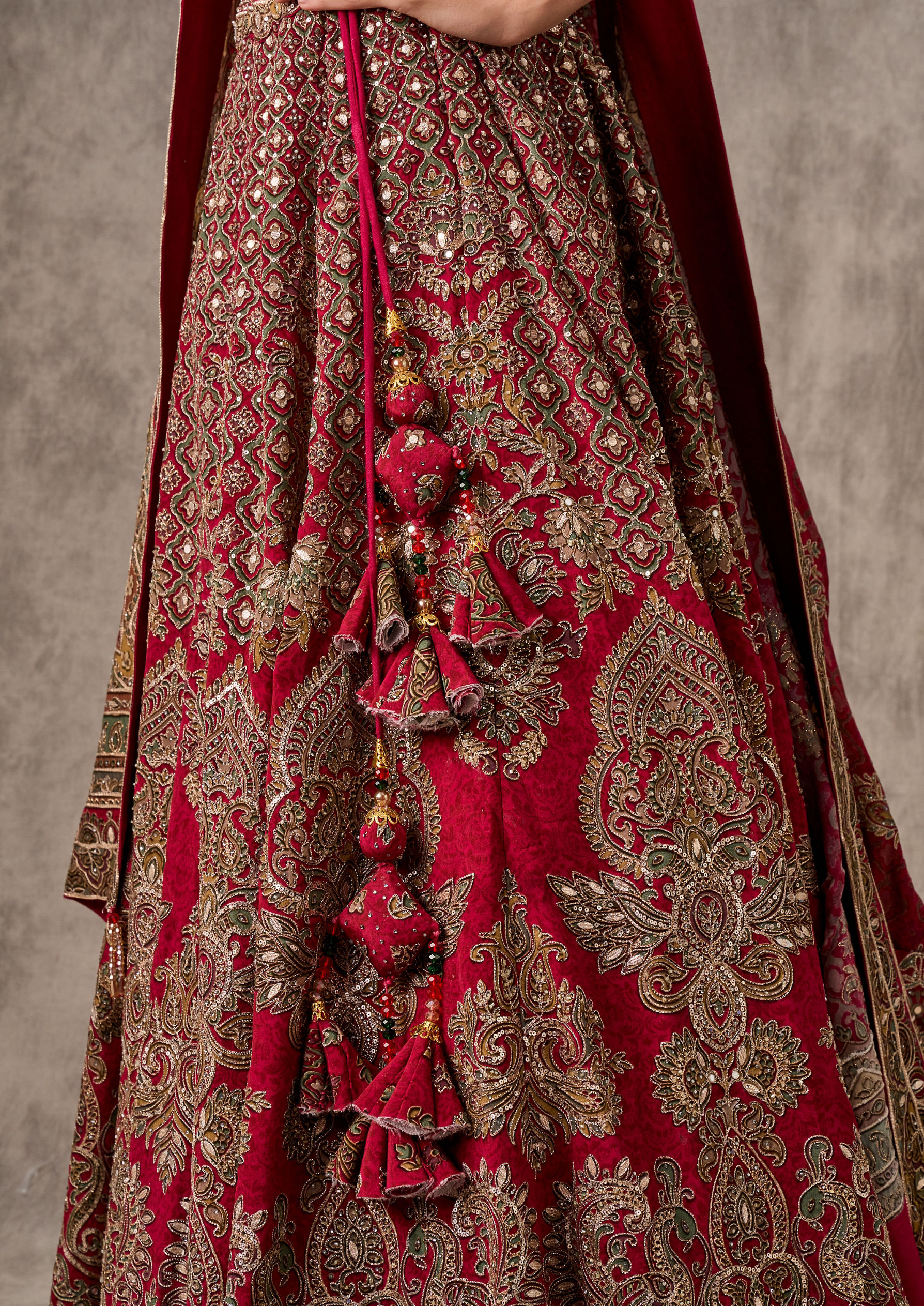 Twamev Women Maroon Majesty Chinon Lehenga