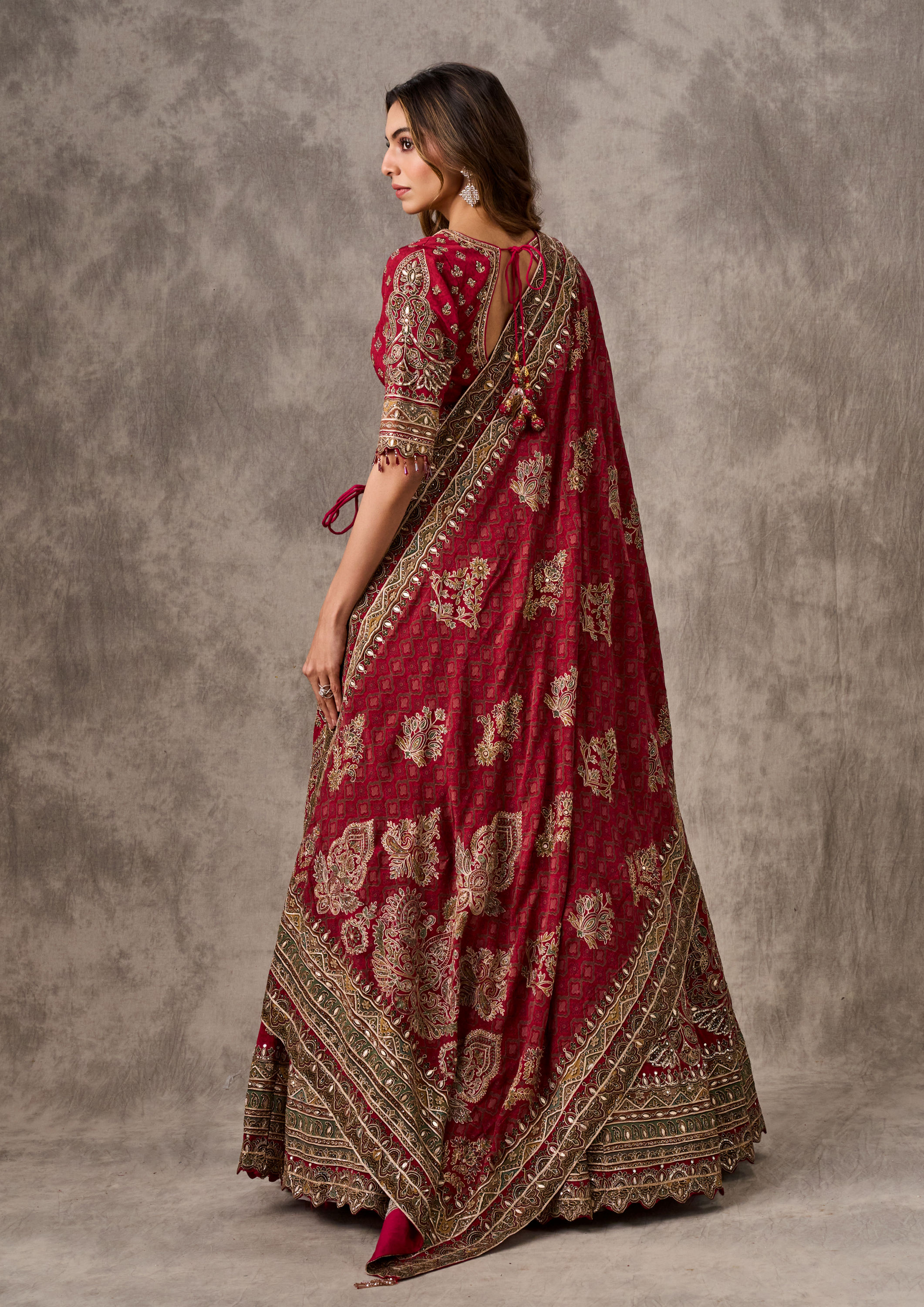 Twamev Women Maroon Majesty Chinon Lehenga