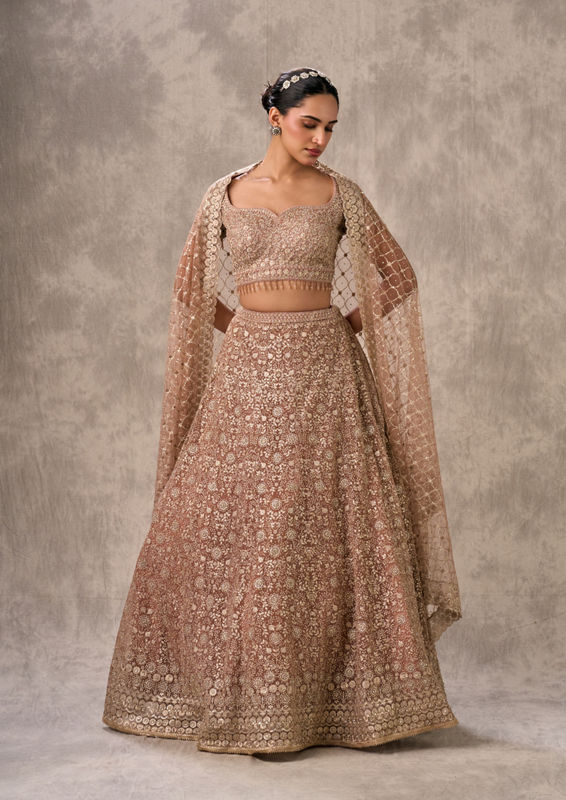 Twamev Women Peach Fairy Elegance Lehenga
