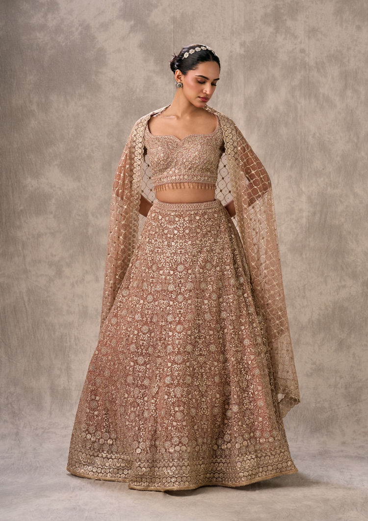 Twamev Women Peach Fairy Elegance Lehenga