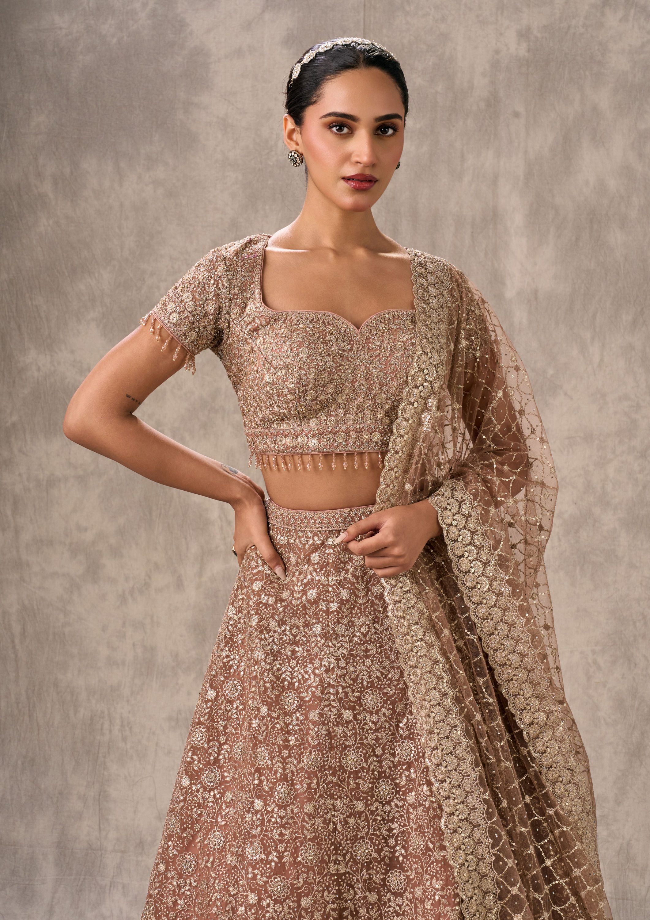 Twamev Women Peach Fairy Elegance Lehenga