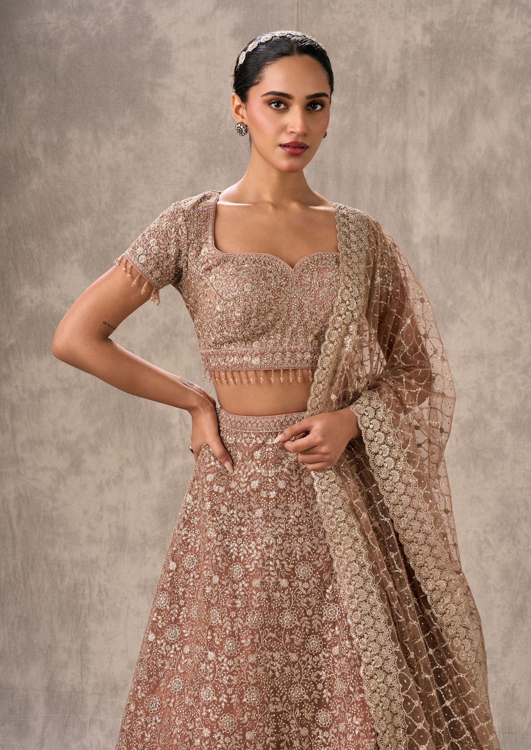 Twamev Women Peach Fairy Elegance Lehenga