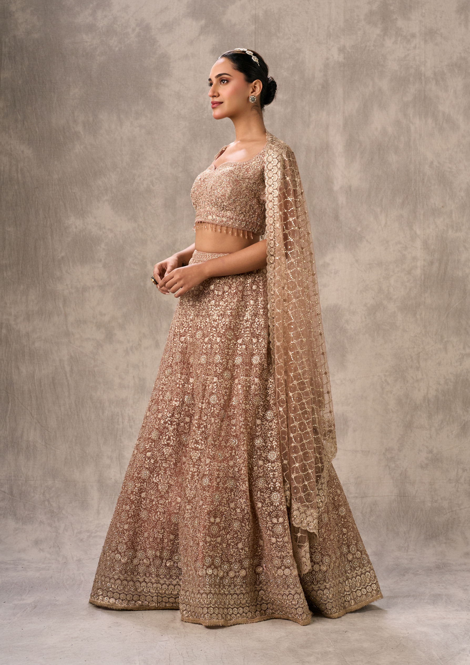 Twamev Women Peach Fairy Elegance Lehenga