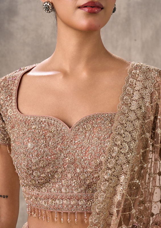 Twamev Women Peach Fairy Elegance Lehenga