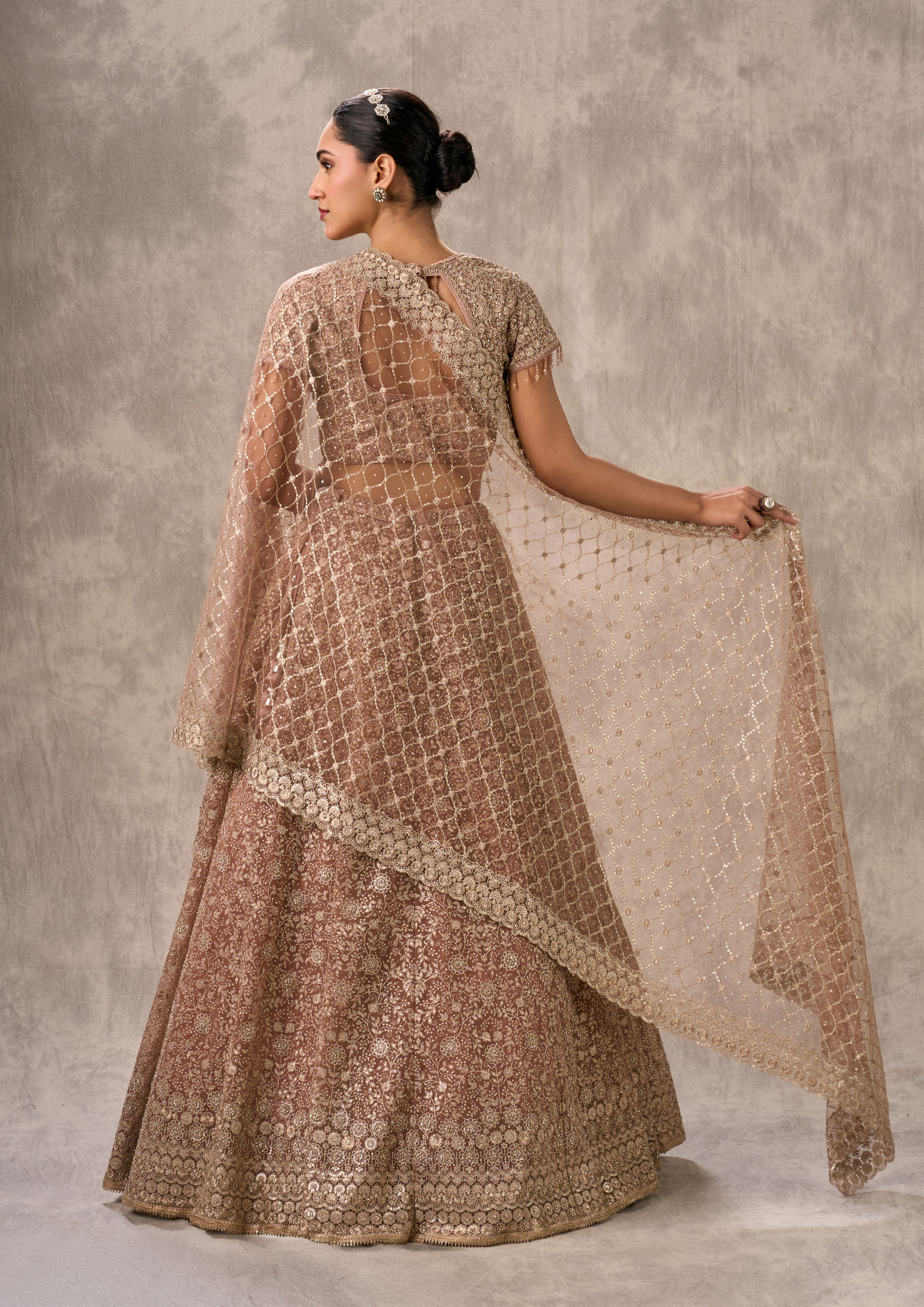 Twamev Women Peach Fairy Elegance Lehenga