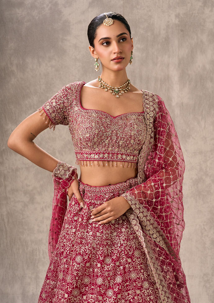 Twamev Women Pink Radiance Net Lehenga