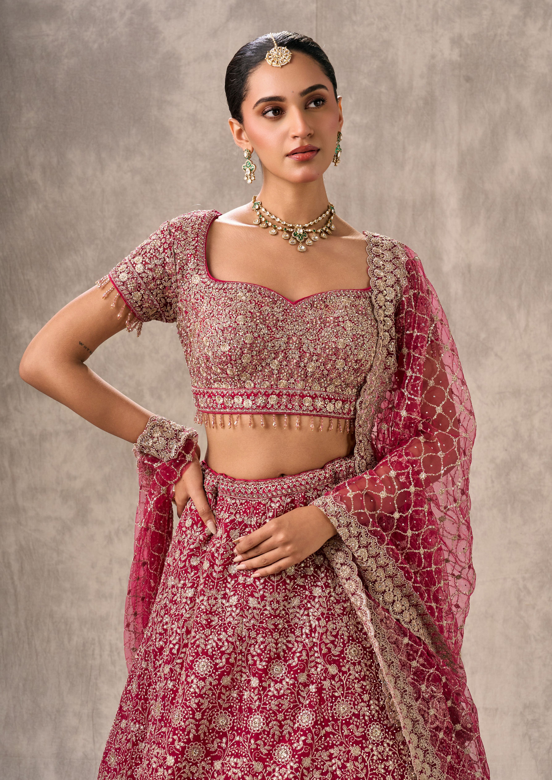 Twamev Women Pink Radiance Net Lehenga