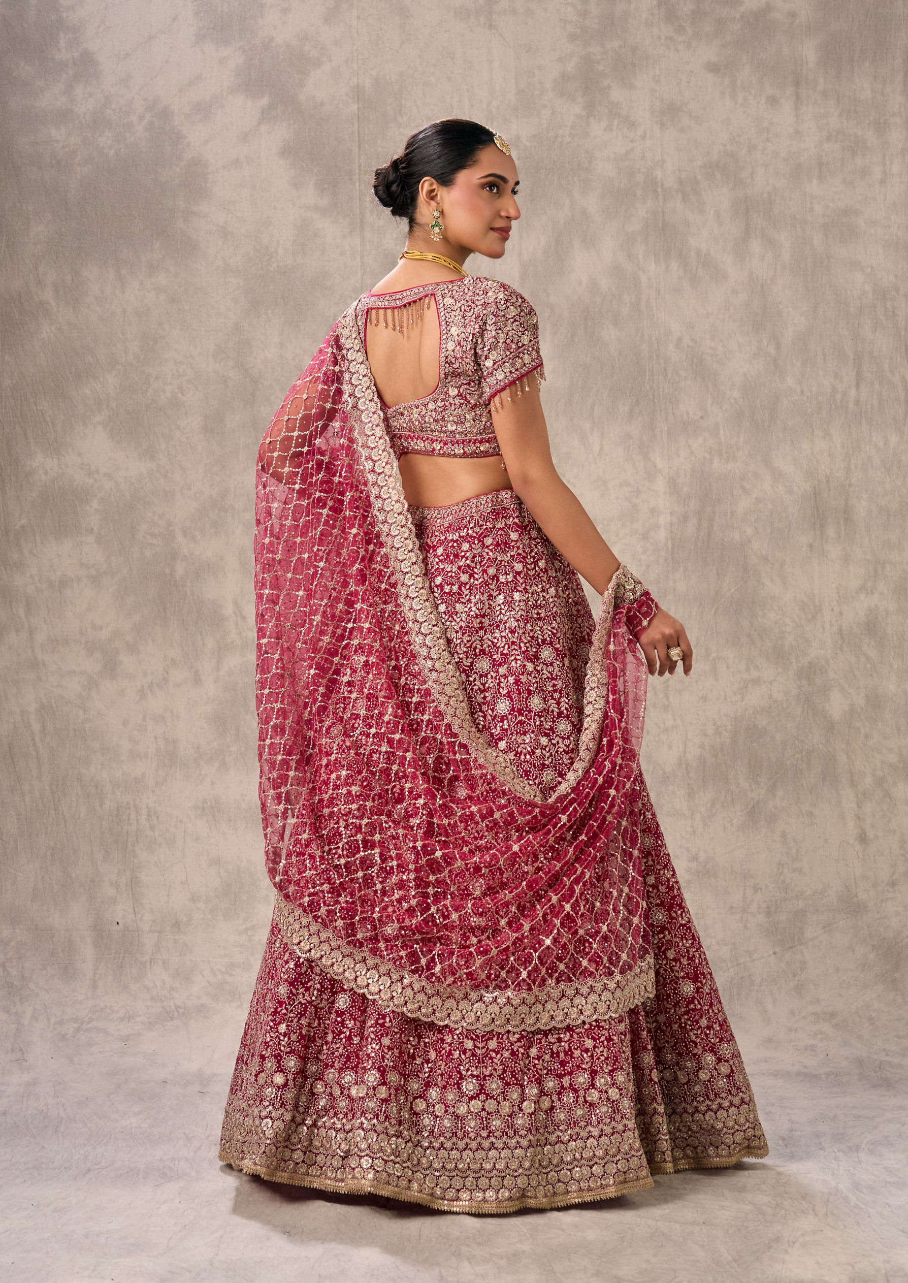 Twamev Women Pink Radiance Net Lehenga