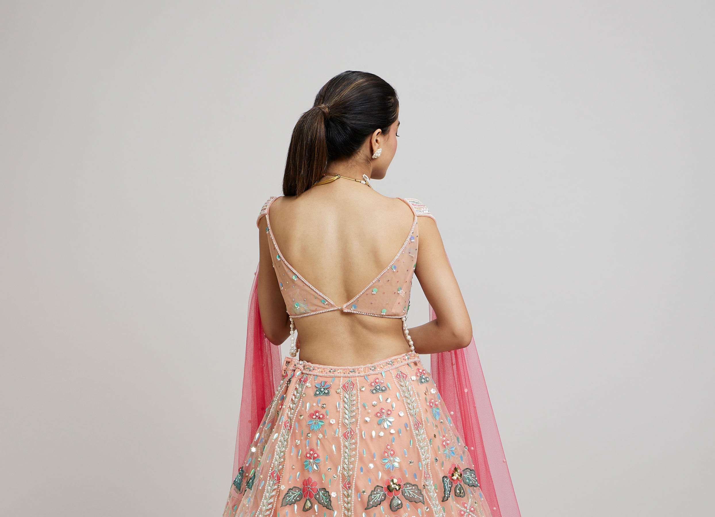 Twamev Women Dreamy Pink Net Lehenga