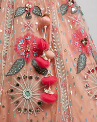 Twamev Women Dreamy Pink Net Lehenga