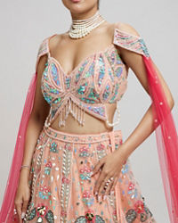 Twamev Women Dreamy Pink Net Lehenga