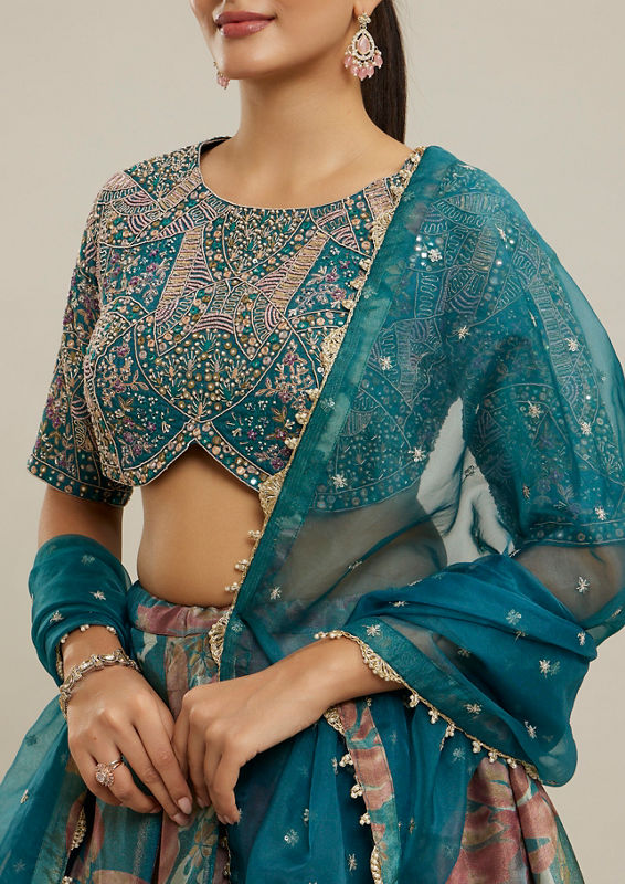 Twamev Women Twilight Blue Elegance Lehenga
