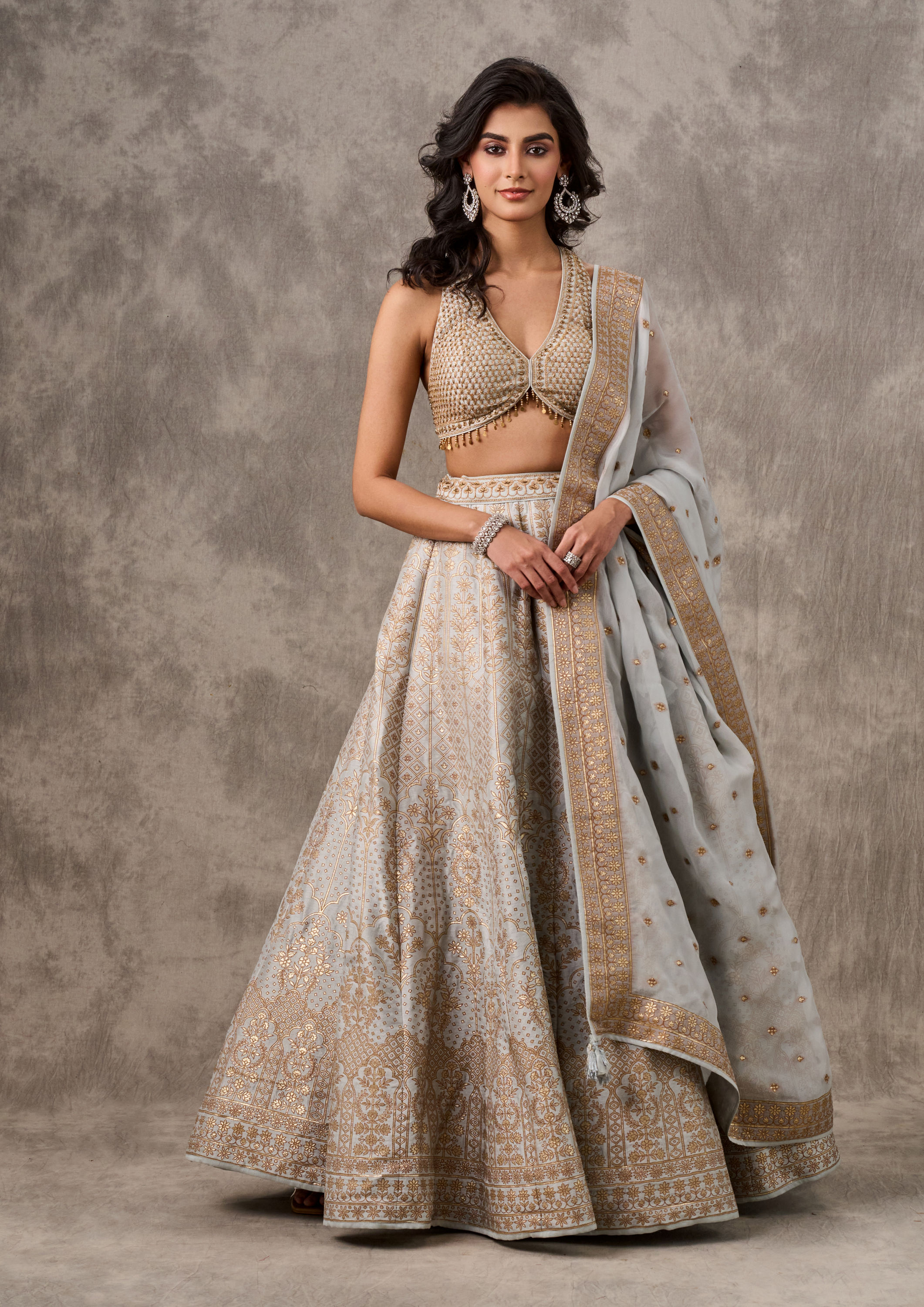 Twamev Women Grey Grandeur Lehenga