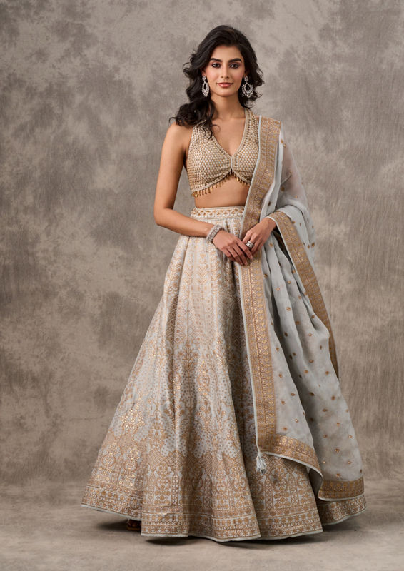 Twamev Women Grey Grandeur Lehenga