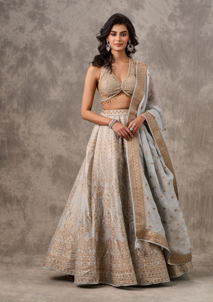Twamev Women Grey Grandeur Lehenga