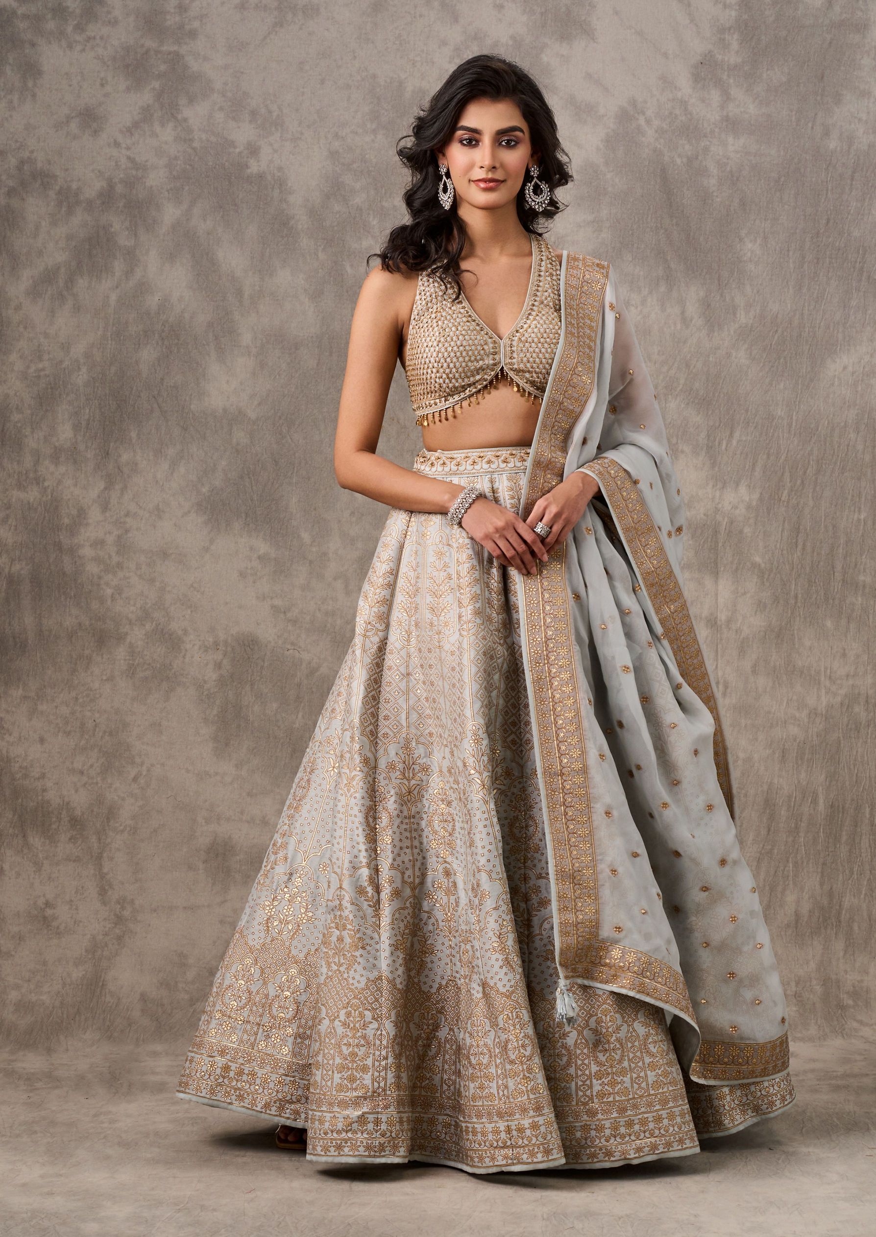 Twamev Women Grey Grandeur Lehenga