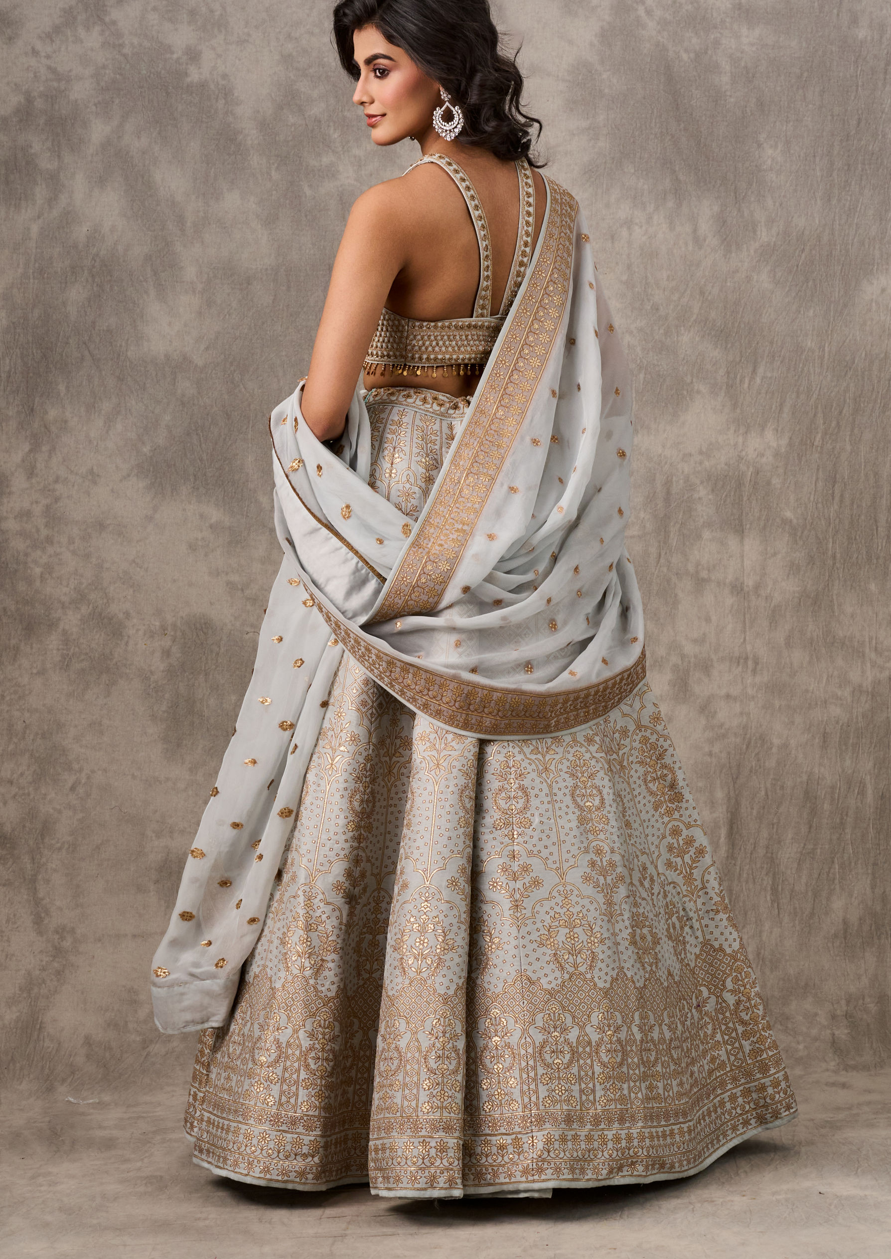 Twamev Women Grey Grandeur Lehenga