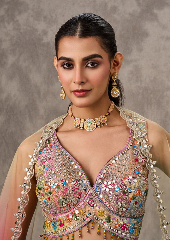 Twamev Women Elegant Lilac Yellow Lehenga