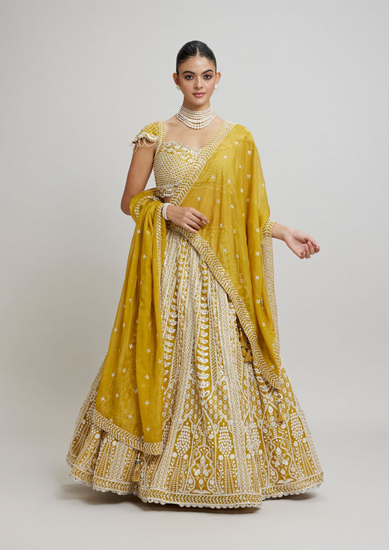Twamev Women Twirling Sunshine Yellow Lehenga