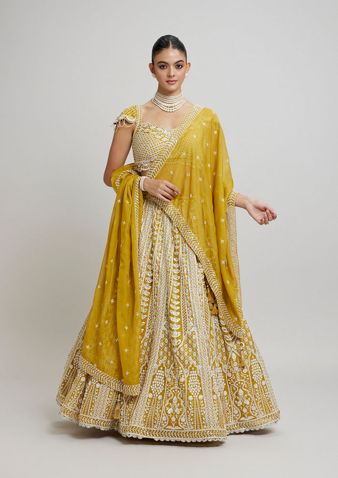Twamev Women Twirling Sunshine Yellow Lehenga