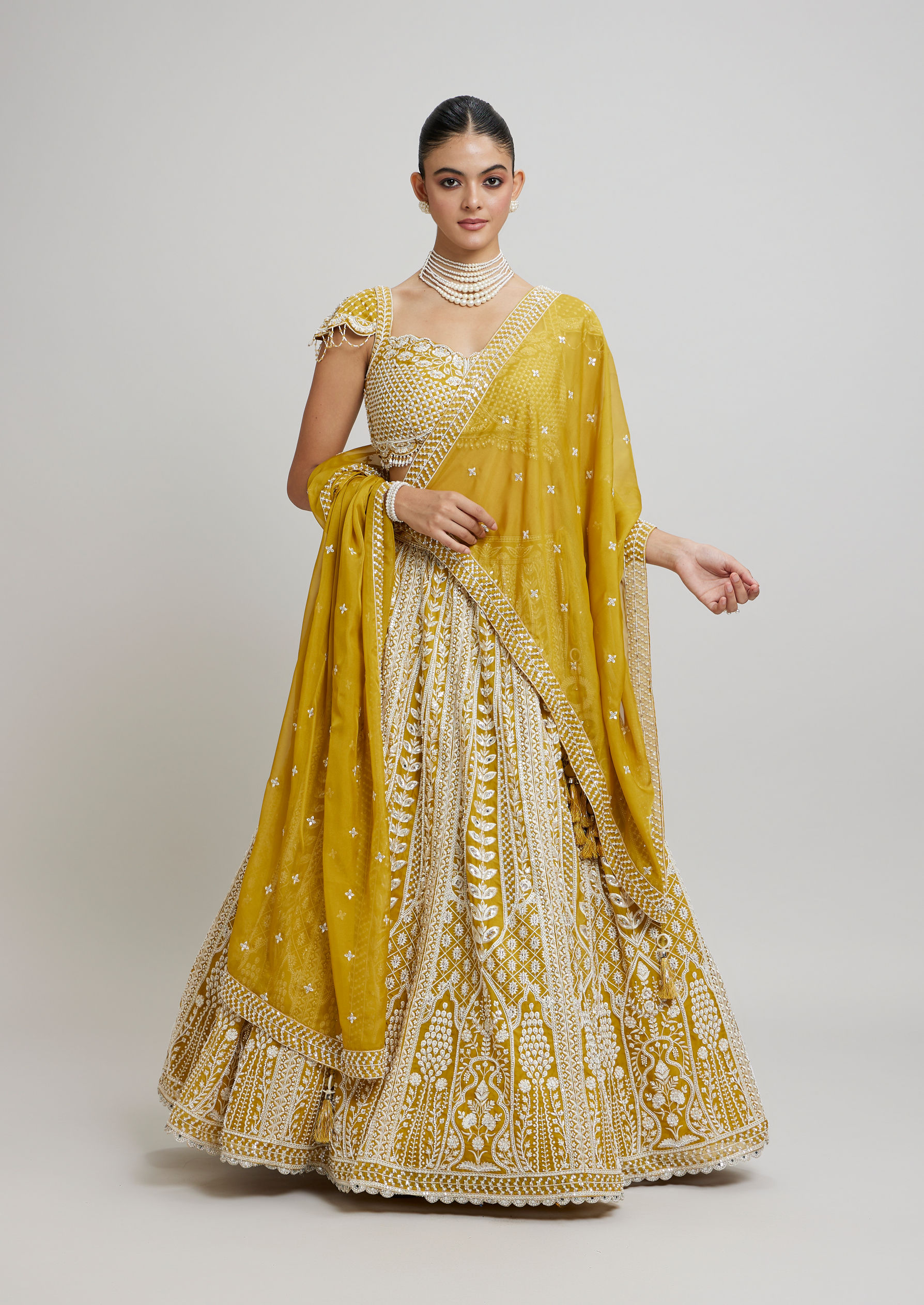 Twamev Women Twirling Sunshine Yellow Lehenga
