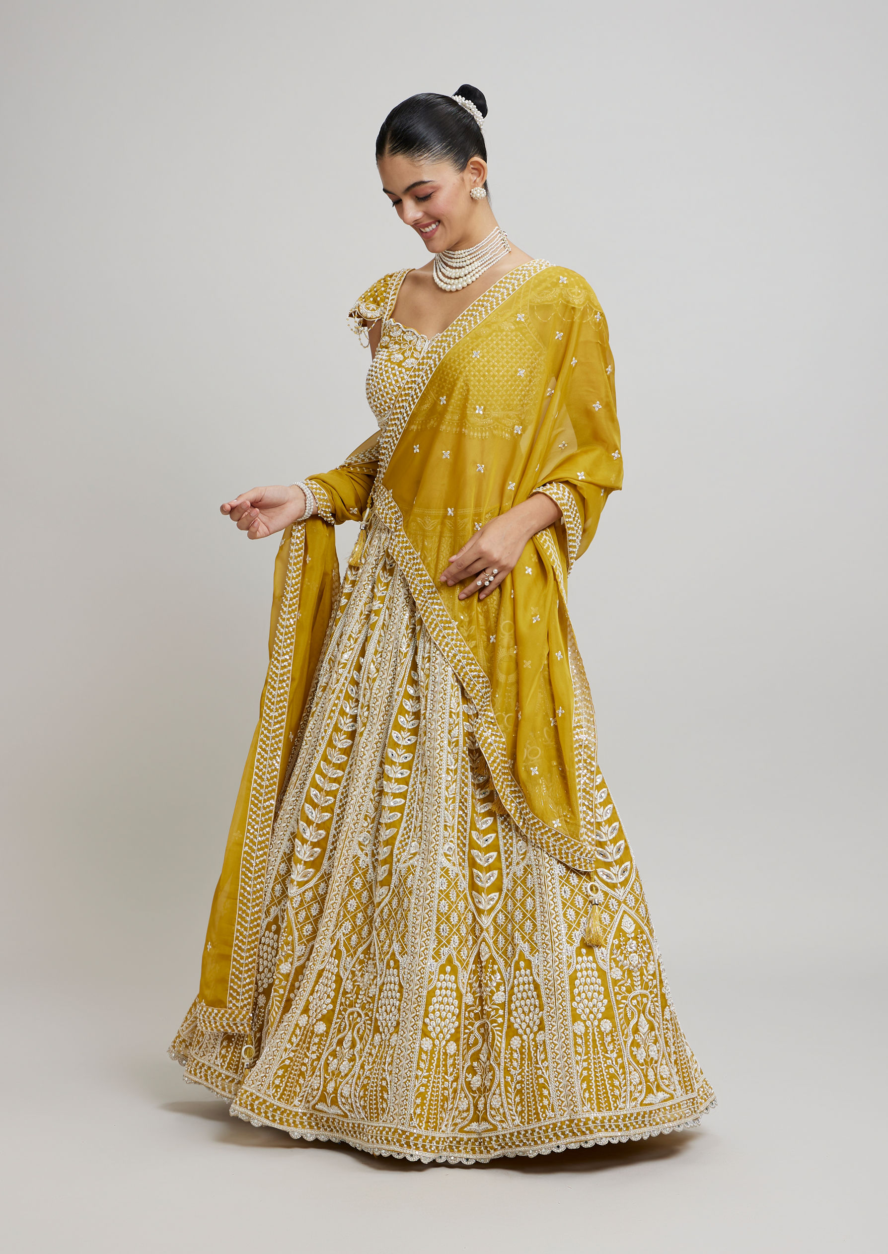 Twamev Women Twirling Sunshine Yellow Lehenga