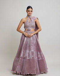 Twamev Women Dusty Pink Festive Lehenga