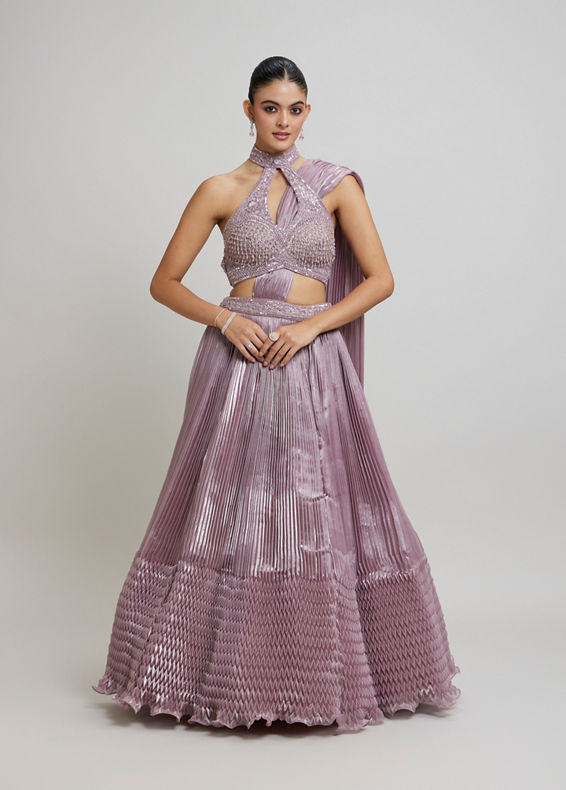 Twamev Women Dusty Pink Festive Lehenga