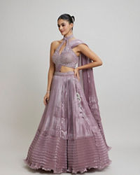 Twamev Women Dusty Pink Festive Lehenga