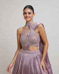 Twamev Women Dusty Pink Festive Lehenga