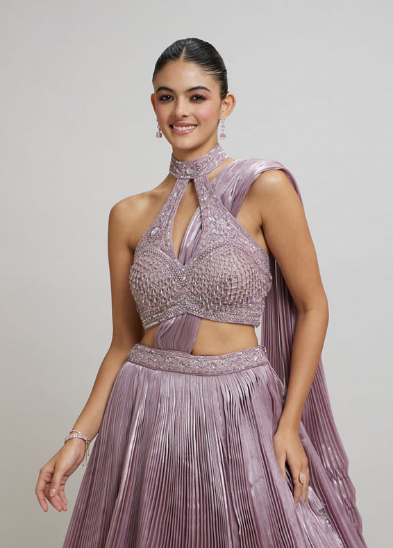 Twamev Women Dusty Pink Festive Lehenga