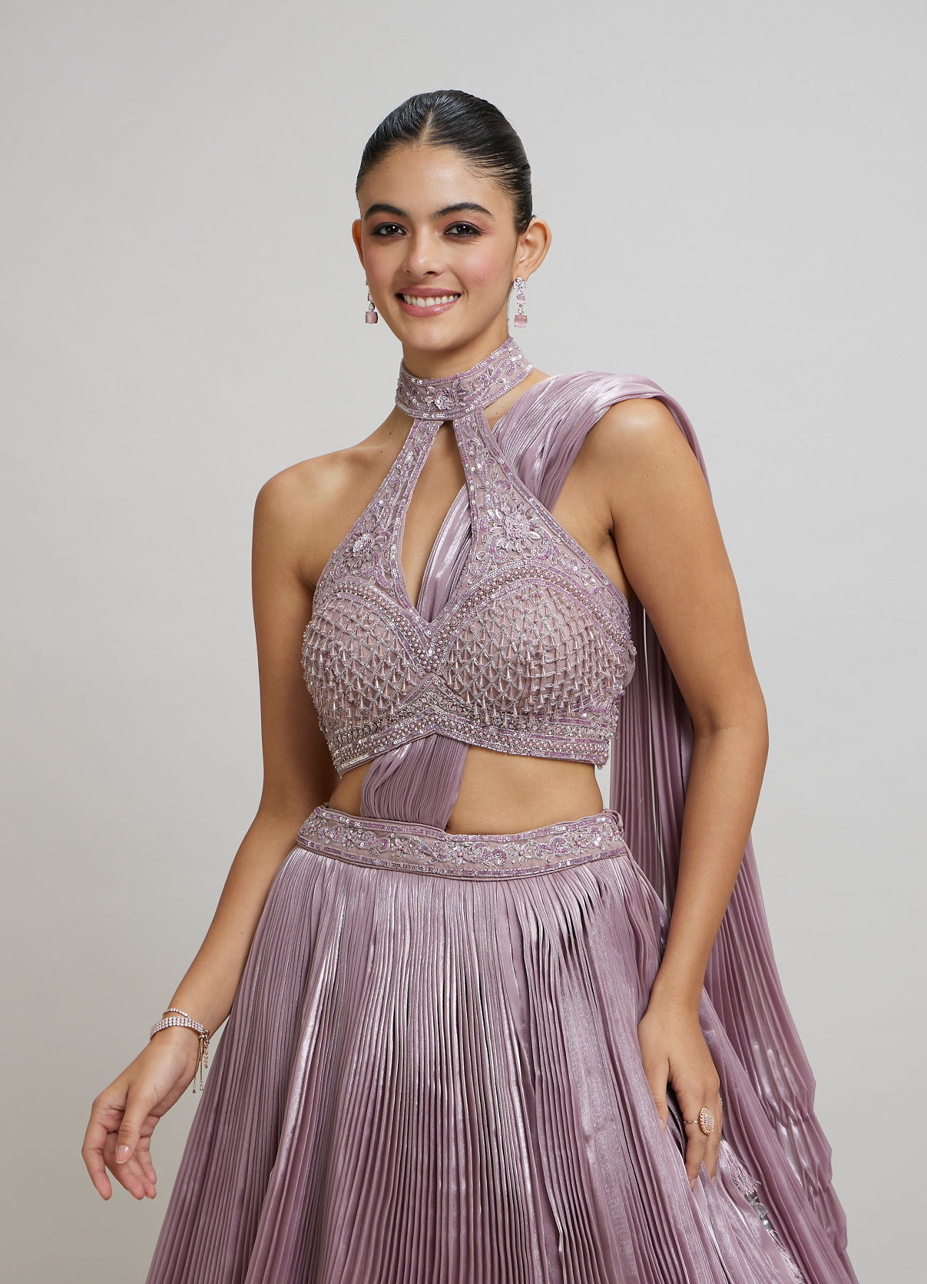 Twamev Women Dusty Pink Festive Lehenga